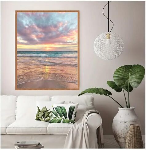 SUOGROLI Sunset Beach 5D DIY Diamond Painting Kits for Adult Without Frame,Sunrise Coast Wall Decoration,100% Full Drill Painting Art 40X30cm/15.7x11.8in in Saudi Arabia