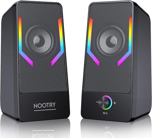 Bluetooth Computer Speakers, RGB Gaming Desktop Speakers with 7 Color Backlit, Crisp Stereo Sound Monitor Speakers with Easy-Access Control, 10W - USB-Powered for PC, Monitor, Desktop, Laptop in Kuwait