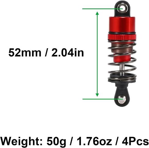 AMK 4pcs RC Shocks Oil Leakproof 1/10 RC Shocks 52mm-120mm for 1/10 RC Buggy Truggy On Road Touring Drift Cars Monster Trucks Upgrade Parts (1/10 RC Shocks 95mm Red) in Saudi Arabia