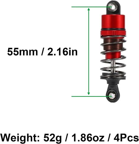 AMK 4pcs RC Shocks Oil Leakproof 1/10 RC Shocks 52mm-120mm for 1/10 RC Buggy Truggy On Road Touring Drift Cars Monster Trucks Upgrade Parts (1/10 RC Shocks 95mm Red) in Saudi Arabia