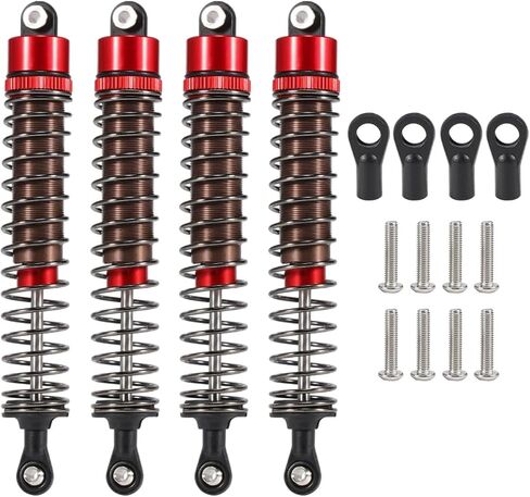 AMK 4pcs RC Shocks Oil Leakproof 1/10 RC Shocks 52mm-120mm for 1/10 RC Buggy Truggy On Road Touring Drift Cars Monster Trucks Upgrade Parts (1/10 RC Shocks 95mm Red) in Saudi Arabia