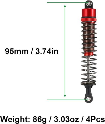 AMK 4 قطع RC صدمات زيت مانعة للتسرب 1/10 RC صدمات 52 مم - 120 مم لـ 1/10 RC عربات التي تجرها الدواب تروجي على الطريق بجولة الانجراف السيارات الوحش الشاحنات ترقية أجزاء (1/10 RC صدمات 55 مم أحمر) in Saudi Arabia