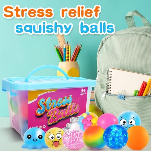 كرات الضغط فيدجيت للبالغين 28 حزمة: KLT كرة تخفيف التوتر، ألعاب فيدجيت، كرات الضغط، مجموعة كرات إسفنجية للبالغين، جوائز بالجملة، هدايا الحفلات in Kuwait