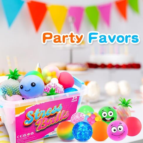 كرات الضغط فيدجيت للبالغين 28 حزمة: KLT كرة تخفيف التوتر، ألعاب فيدجيت، كرات الضغط، مجموعة كرات إسفنجية للبالغين، جوائز بالجملة، هدايا الحفلات in Kuwait