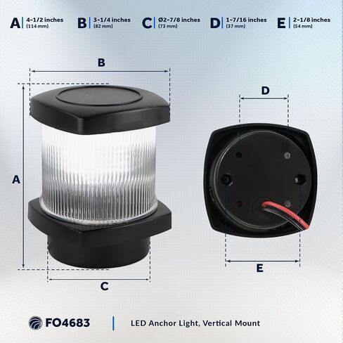 Five Oceans LED Anchor Light, Boat Navigation Lights, High Performance Polycarbonate Housing, 12V DC, Meets USCG 2 NM Rule, Vertical Mount for Sailboats - FO4683 in Saudi Arabia