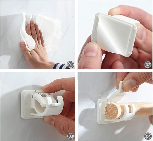 حامل دعامة قضيب ستارة ذاتي اللصق، 10 قطع بدون مثقاب حامل قضيب ستارة جداري ودعامات قضيب المناشف للحمام المنزلي واستخدام الفندق، أبيض in Kuwait