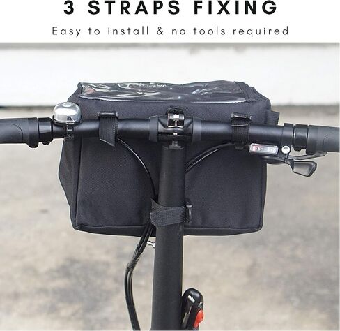 حقيبة مقود الدراجة من Vincita أساسية مع غطاء مطر مقاوم للماء - تثبيت الحزام، حقيبة الخريطة - حقيبة أمامية للدراجة قابلة للطي، دراجة الطريق، دراجة جبلية - حقيبة مقود الدراجة ملحقات الدراجة in Kuwait