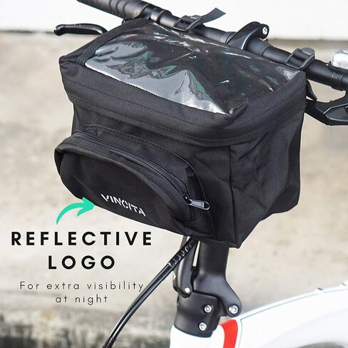 حقيبة مقود الدراجة من Vincita أساسية مع غطاء مطر مقاوم للماء - تثبيت الحزام، حقيبة الخريطة - حقيبة أمامية للدراجة قابلة للطي، دراجة الطريق، دراجة جبلية - حقيبة مقود الدراجة ملحقات الدراجة in Kuwait