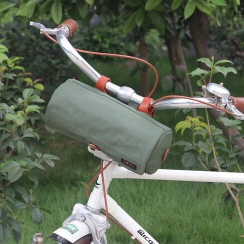 TOURBON Waxed Canvas Bicycle Top Tube Bag Bike Handlebar Basket (Green Flower) in Kuwait