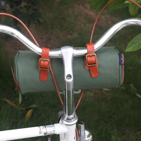 TOURBON Waxed Canvas Bicycle Top Tube Bag Bike Handlebar Basket (Green Flower) in Kuwait