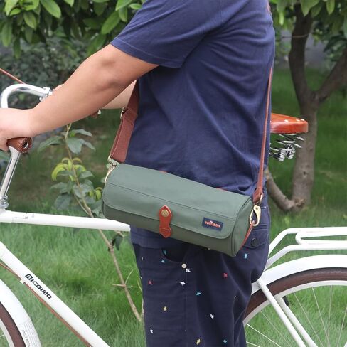 TOURBON Waxed Canvas Bicycle Top Tube Bag Bike Handlebar Basket (Green Flower) in Kuwait
