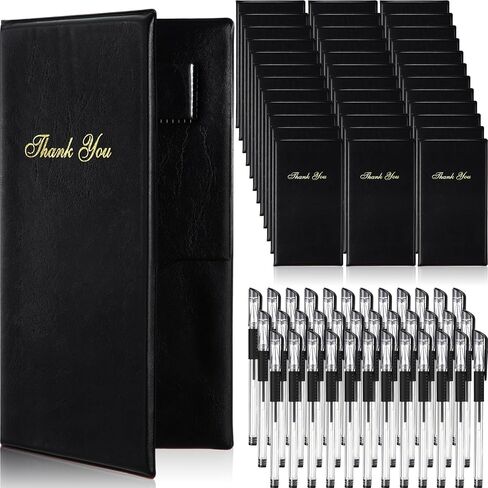 36 Pcs Check Presenters for Restaurants Guest Check Card Holder with Gold Thank You Imprint Black Restaurant Bill Book Tip Check Holders Guest Checkbook for Servers with 36 Pcs Ink Pens in Saudi Arabia