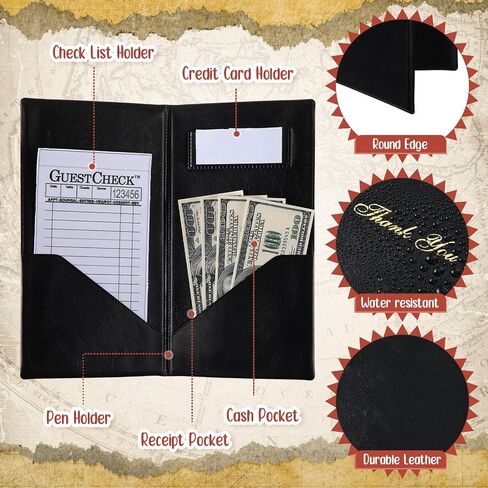 36 Pcs Check Presenters for Restaurants Guest Check Card Holder with Gold Thank You Imprint Black Restaurant Bill Book Tip Check Holders Guest Checkbook for Servers with 36 Pcs Ink Pens in Saudi Arabia