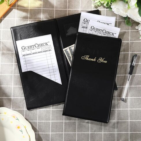 36 Pcs Check Presenters for Restaurants Guest Check Card Holder with Gold Thank You Imprint Black Restaurant Bill Book Tip Check Holders Guest Checkbook for Servers with 36 Pcs Ink Pens in Saudi Arabia