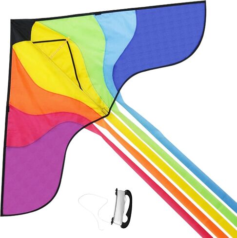 Delta Kite for Kids & Adults, Rainbow Splicing Kites,Easy to Fly Kite,Beginner Kite Beach Kite for Outdoors Game with Line and Handle in Saudi Arabia