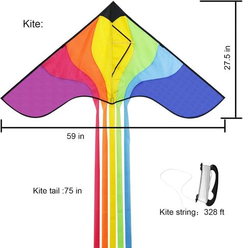 Delta Kite for Kids & Adults, Rainbow Splicing Kites,Easy to Fly Kite,Beginner Kite Beach Kite for Outdoors Game with Line and Handle in Saudi Arabia