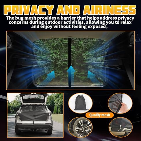 شاشة شبكية لباب السيارة الخلفي لشبكة البعوض لسيارات الدفع الرباعي لخيمة السيارة، شبكة حشرات مغناطيسية للشاحنة مع سحاب ثنائي الاتجاه، شبكة حشرات الباب الخلفي قابلة للتنفس، حماية من الأشعة فوق البنفسجية، حماية الخصوصية، ملحقات تخييم السيارة in Kuwait