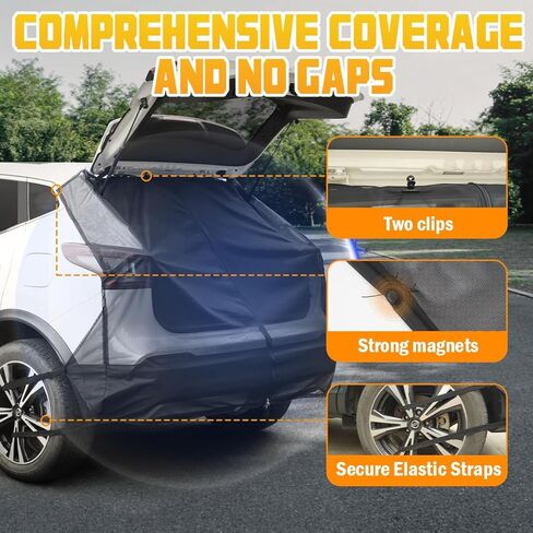 شاشة شبكية لباب السيارة الخلفي لشبكة البعوض لسيارات الدفع الرباعي لخيمة السيارة، شبكة حشرات مغناطيسية للشاحنة مع سحاب ثنائي الاتجاه، شبكة حشرات الباب الخلفي قابلة للتنفس، حماية من الأشعة فوق البنفسجية، حماية الخصوصية، ملحقات تخييم السيارة in Kuwait