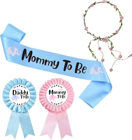 موضوع الفيل الطفل دش وشاح للأم والأب ليكون أمي ليكون وشاح أبي ليكون دبوس زهرة تاج لنوع الجنس يكشف حزب استحمام الطفل تفضل الزينة للبنين والبنات الحمل الدعامة هدية in Kuwait