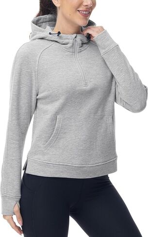 BGOWATU المرأة هوديس 1/2 البريدي البلوز الصوف مبطن بلوزات طوق سترة المحاصيل مع جيوب فتحة الإبهام in Kuwait