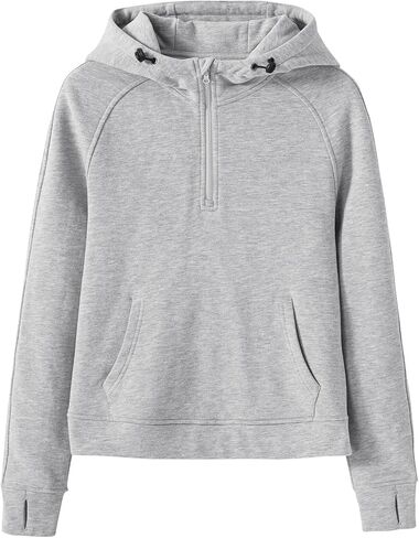 BGOWATU المرأة هوديس 1/2 البريدي البلوز الصوف مبطن بلوزات طوق سترة المحاصيل مع جيوب فتحة الإبهام in Kuwait