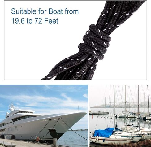 Obcursco Double Braided Nylon Reflective Dock Line Premium Anchor Line for Boat, Marine (Black, 1/2-Inch x 25-Feet) in Saudi Arabia