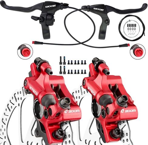 E-Bike Brake Upgrade Set, 2-pin/3-pin Brake Lever with Bell, Zoom XTECH HB-100 Line Pulling Hydraulic Calipers, Cable Kit and 160mm Rotors for Electric Bikes in Saudi Arabia