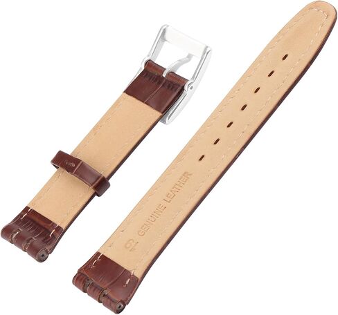 Compatible for 17mm 19mm Swatch women Bamboo Grain Cow Leather Watch Band Replacement for Wirstband Strap men Bracelet watch parts in Saudi Arabia