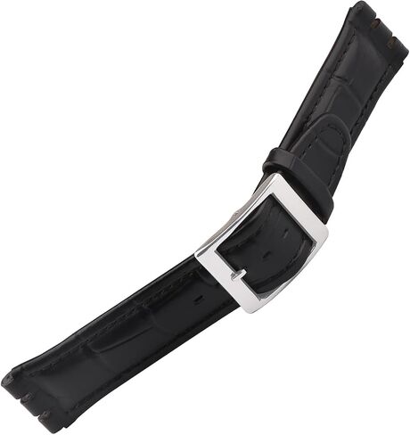 Compatible for 17mm 19mm Swatch women Bamboo Grain Cow Leather Watch Band Replacement for Wirstband Strap men Bracelet watch parts in Saudi Arabia