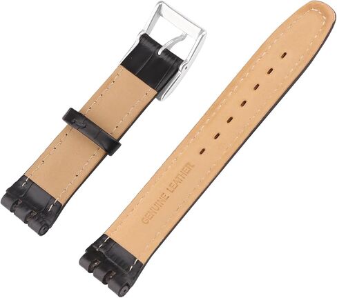Compatible for 17mm 19mm Swatch women Bamboo Grain Cow Leather Watch Band Replacement for Wirstband Strap men Bracelet watch parts in Saudi Arabia