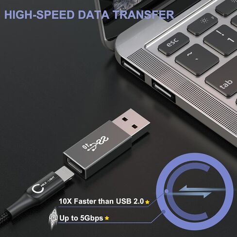 محول Basesailor USB C أنثى إلى USB 3.0 ذكر 3 حزم، موصل كابل 5 جيجابت في الثانية GEN 1 نوع A لشاحن MagSafe، iPhone 13 14 15 16 Pro Max، SE، iPad 8 9 10 Air 4 5 Mini 6، AirPods، Samsung Galaxy S24 S23 S22 in Kuwait