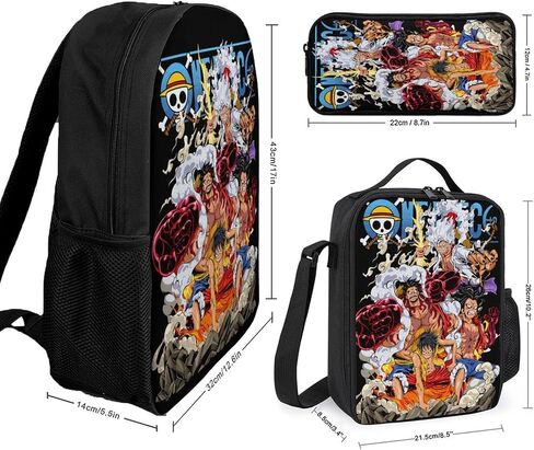 Anime Backpack Set Lightweight School Backpack With Lunch Bag And Pencil Bag - Perfect For Fans Of The Adventure Anime Series 01 in Saudi Arabia