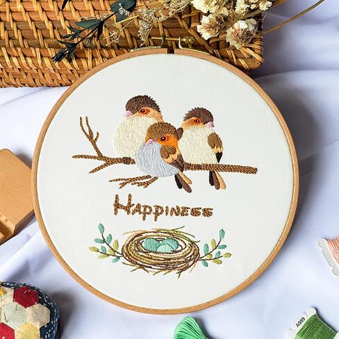 3 Piece Embroidery Kit,Beginner Crochet Kit with Embroidery Pattern Embroidery Hoop,Cross Stitch Kit,Adult Crochet Kit,Hand Embroidery Kit,Arts and Crafts for Adults in Saudi Arabia