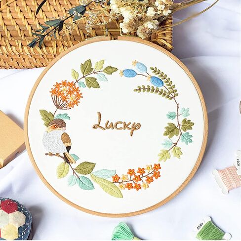 3 Piece Embroidery Kit,Beginner Crochet Kit with Embroidery Pattern Embroidery Hoop,Cross Stitch Kit,Adult Crochet Kit,Hand Embroidery Kit,Arts and Crafts for Adults in Saudi Arabia