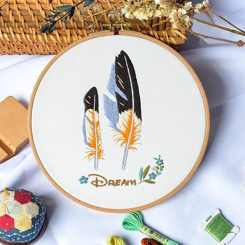 3 Piece Embroidery Kit,Beginner Crochet Kit with Embroidery Pattern Embroidery Hoop,Cross Stitch Kit,Adult Crochet Kit,Hand Embroidery Kit,Arts and Crafts for Adults in Saudi Arabia