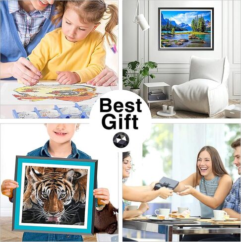 Sheehow 5D الماس مجموعات الطلاء للبالغين ورقة النمر، الحفر الكامل الماس الفن الحيوانات، DIY جوهرة صور الطلاء بالأرقام الفن، عبر غرزة جوهرة الفن حجر الراين الحرفية لديكور جدار المنزل 12X12 في in Kuwait