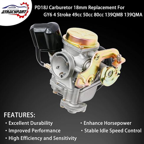 PD18J Carburetor 18mm Replacement for GY6 49cc 50cc 80cc 139QMB 139QMA 4 Stroke Moped Engine for Taotao Kymco Scooter with Fuel Filter Spark Plug Intake Manifold in Saudi Arabia
