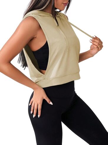 SweatyRocks Women's Sleeveless Workout Top Gym Activewear Crop Tank Top Open Side Shirt for Athletic Exercise Running Apricot Medium in Saudi Arabia