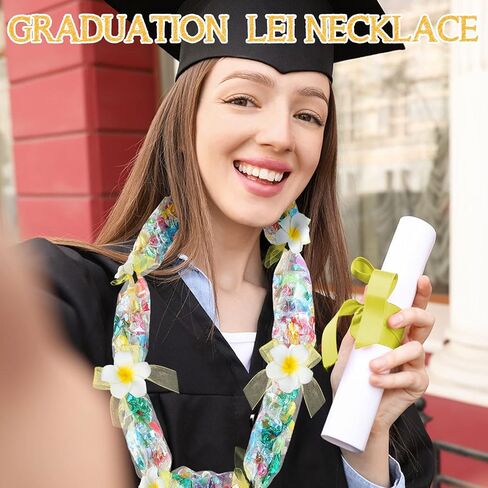 24 Set Graduation Candy Lei Making Kit Class of 2024 Hawaiian Lei Candy Lei Tubing Lei Bags Congrats Grad Lei Long Lei Ribbons Candy Dessert Filler for Party Graduate (Net Flower Style) in Saudi Arabia