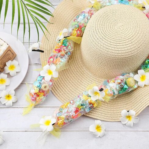 24 Set Graduation Candy Lei Making Kit Class of 2024 Hawaiian Lei Candy Lei Tubing Lei Bags Congrats Grad Lei Long Lei Ribbons Candy Dessert Filler for Party Graduate (Net Flower Style) in Saudi Arabia