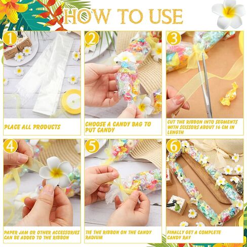 24 Set Graduation Candy Lei Making Kit Class of 2024 Hawaiian Lei Candy Lei Tubing Lei Bags Congrats Grad Lei Long Lei Ribbons Candy Dessert Filler for Party Graduate (Net Flower Style) in Saudi Arabia