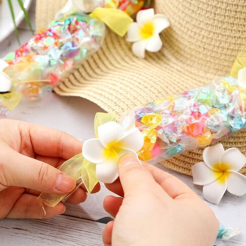 24 Set Graduation Candy Lei Making Kit Class of 2024 Hawaiian Lei Candy Lei Tubing Lei Bags Congrats Grad Lei Long Lei Ribbons Candy Dessert Filler for Party Graduate (Net Flower Style) in Saudi Arabia