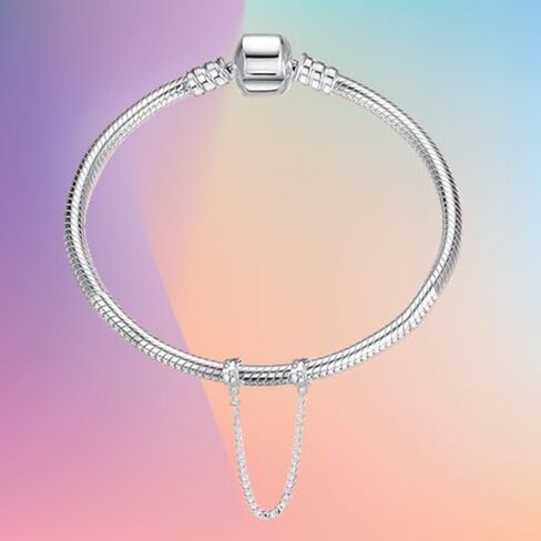 Star moon Mouse Clasp Snake Chain Bracelet 925 Sterling Silver Safety Chain Charm Christmas Mother’s Day Jewelry Gifts for Women in Saudi Arabia