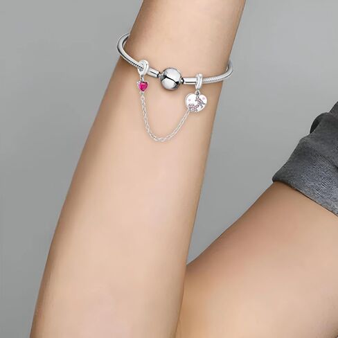 Star moon Mouse Clasp Snake Chain Bracelet 925 Sterling Silver Safety Chain Charm Christmas Mother’s Day Jewelry Gifts for Women in Saudi Arabia