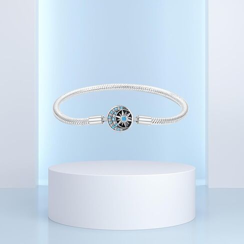 Star moon Mouse Clasp Snake Chain Bracelet 925 Sterling Silver Safety Chain Charm Christmas Mother’s Day Jewelry Gifts for Women in Saudi Arabia