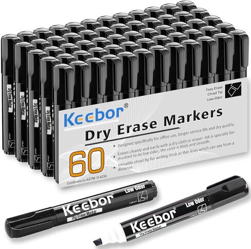 Dry Erase Markers Chisel Tip, Low Odor, Jumbo Whiteboard Marker pens Bulk, 60 Pack with 5 Colors, Office Series in Saudi Arabia