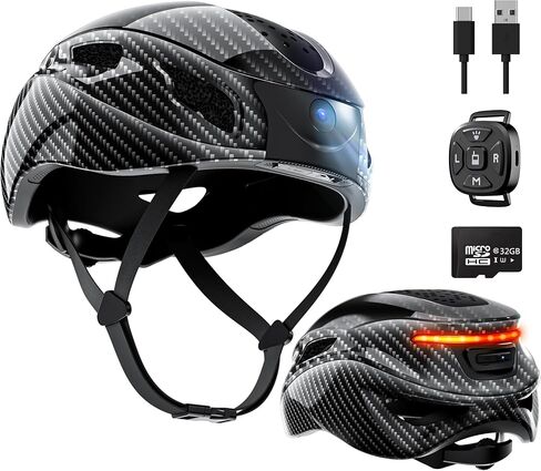BIIGELL Bike Helmet for Adult with 1080P 30 fps Sports Camera and Smart Bluetooth for Men - Cycling Helmets for Adult Men（32GB SD Card Included） in Kuwait