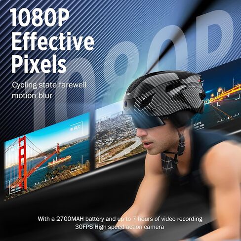 BIIGELL Bike Helmet for Adult with 1080P 30 fps Sports Camera and Smart Bluetooth for Men - Cycling Helmets for Adult Men（32GB SD Card Included） in Kuwait