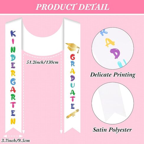 Zhanmai 2 Set 2024 Preschool and Kindergarten Graduation Gown Cap Tassel Set with 2024 Charm Printed Stole Sash for Kids in Saudi Arabia
