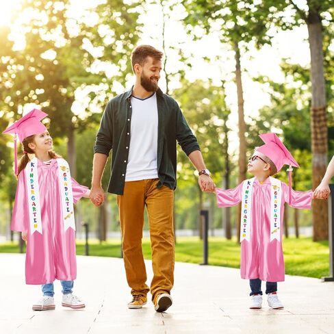 Zhanmai 2 Set 2024 Preschool and Kindergarten Graduation Gown Cap Tassel Set with 2024 Charm Printed Stole Sash for Kids in Saudi Arabia